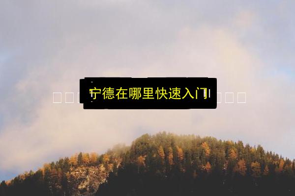 宁德在哪里快速入门插图 文章配图