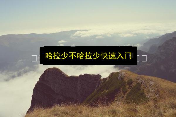 哈拉少不哈拉少快速入门插图 文章配图