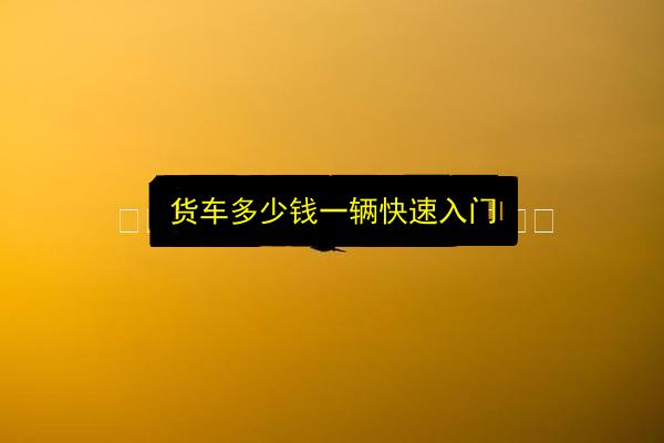 货车多少钱一辆快速入门插图 文章配图