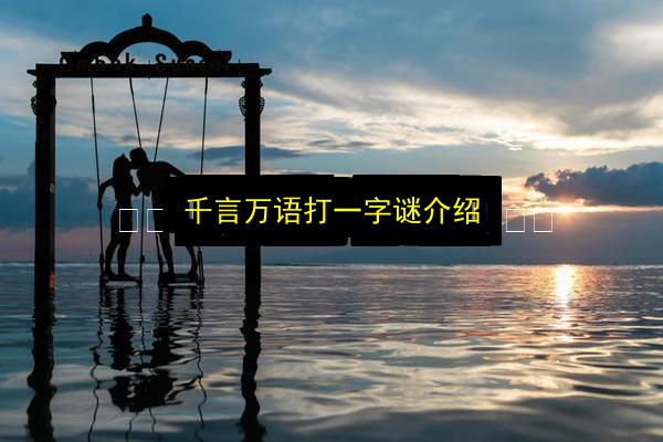 千言万语打一字谜介绍插图 文章配图